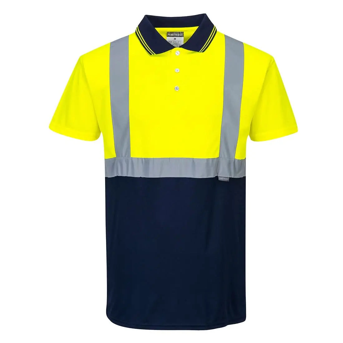 Portwest Hi-vis Contrast Polo Shirt Ss S479 - Yellow Navy - Customisable Hi-Vis Polos