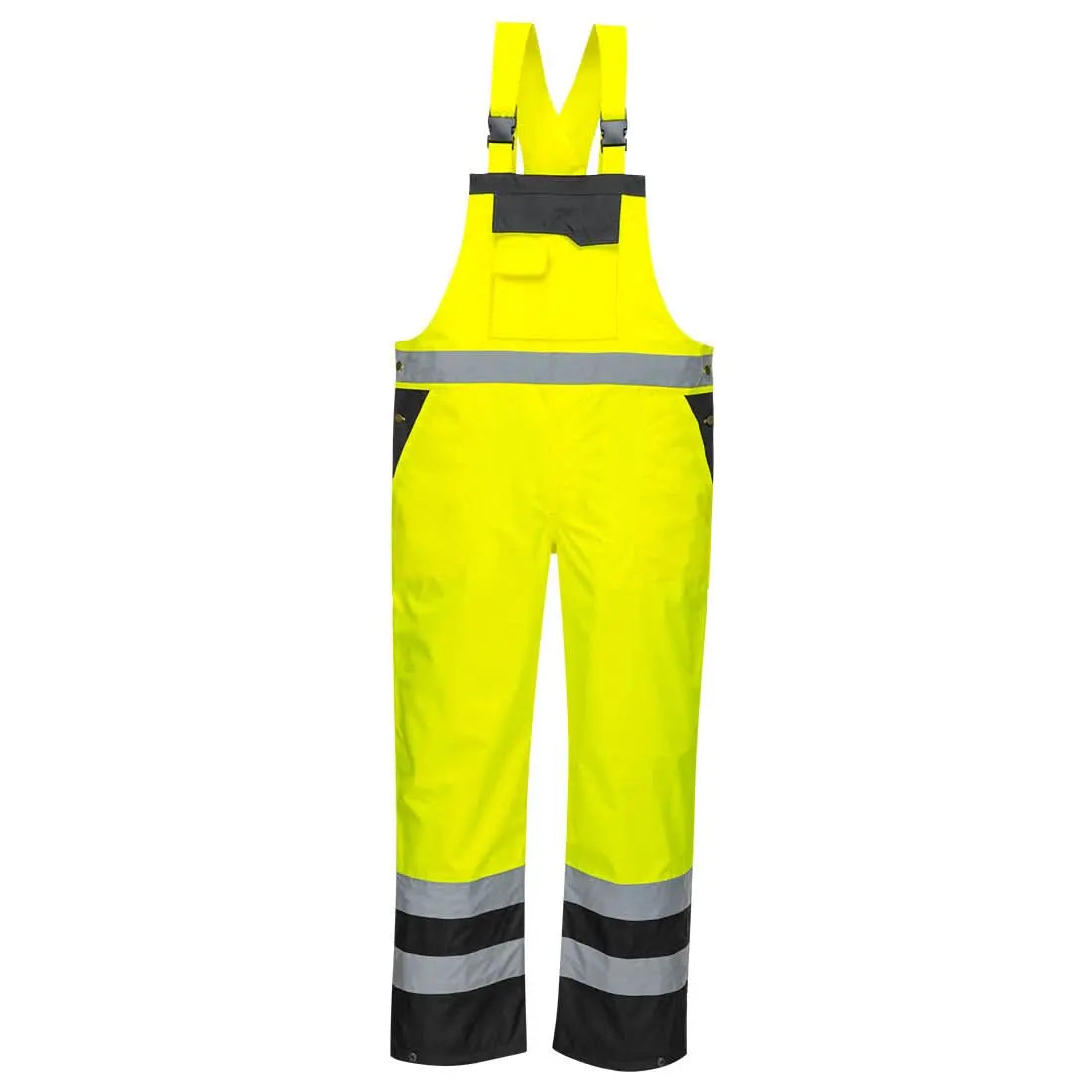 Portwest Hi-vis Breathable Contrast Rain Bib and Brace S488 - Yellow Black - Customisable Coveralls