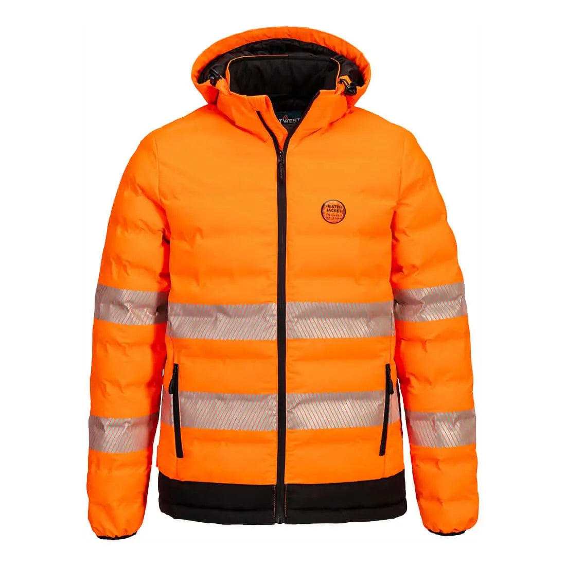 Portwest Hi Vis Ultrasonic Heated Tunnel Jacket S548 - Orange Black - Customisable Jacket