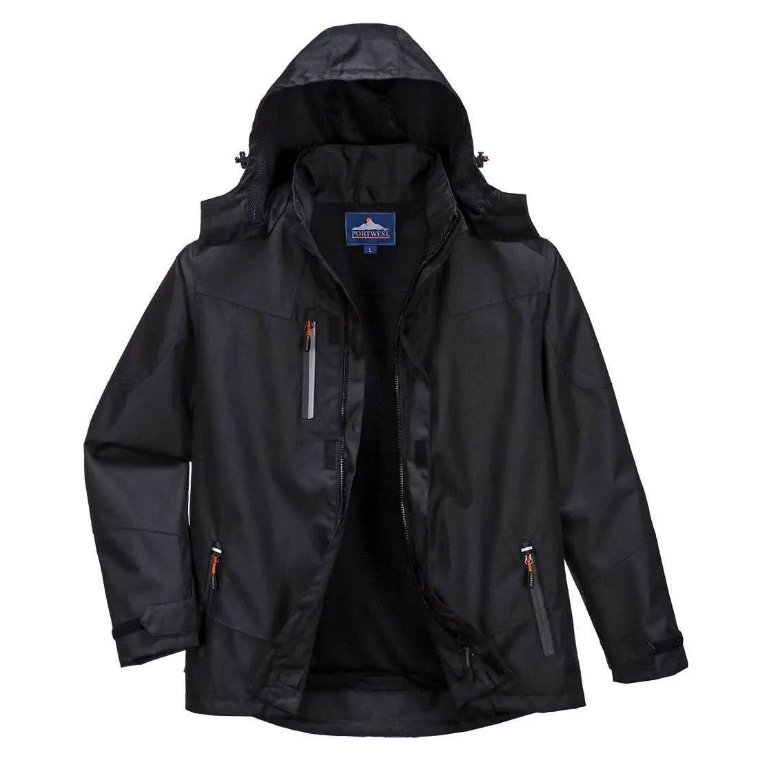 Portwest Outcoach Rain Jacket s555 - Black - Customisable Rain Jacket