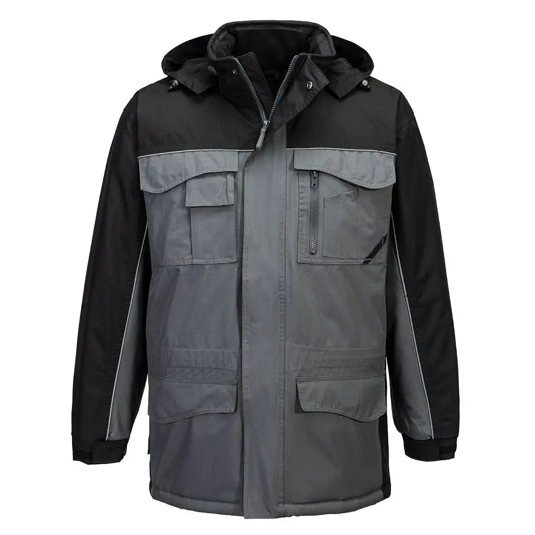 Portwest Ripstop Winter Jacket S562 - Black Grey - Customisable Jacket