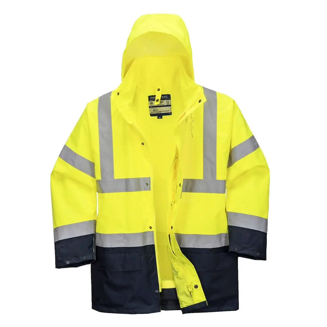 Portwest Hi Vis 5 In 1 Contrast Essential Jacket S766 - Yellow Navy - Customisable Jacket
