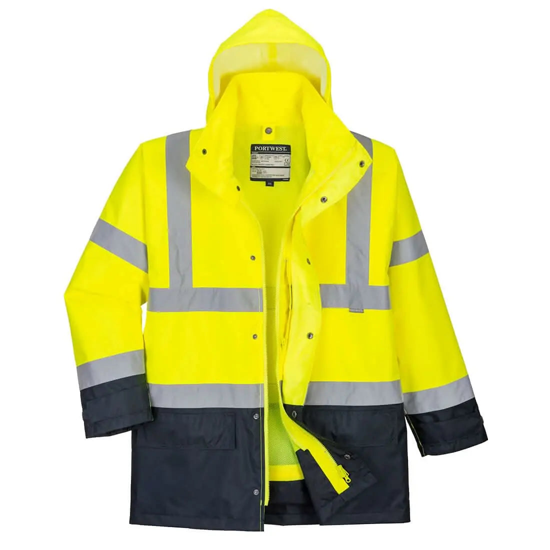 Portwest Hi Vis 5 In 1 Contrast Executive Jacket S768 - Yellow Navy - Customisable Jacket