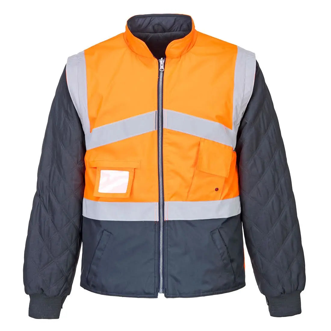 Portwest Hi Vis Breathable 2 In 1 Contrast Reversible Jacket S769 - Orange Navy - Customisable Jacket
