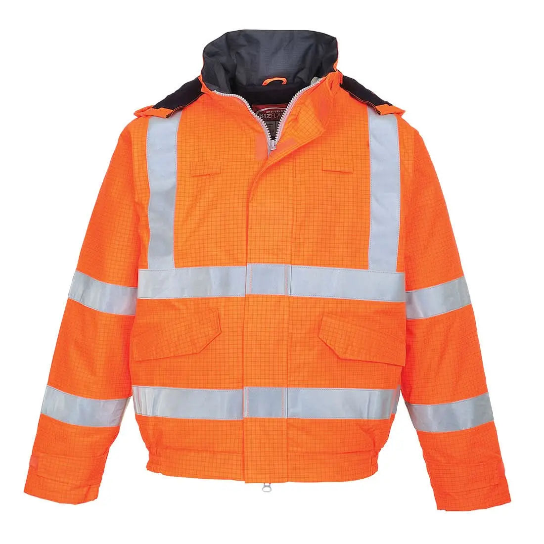Portwest Bizflame Rain Hi Vis Anti Static Fr Bomber Jacket S773 - Orange - Customisable Jacket