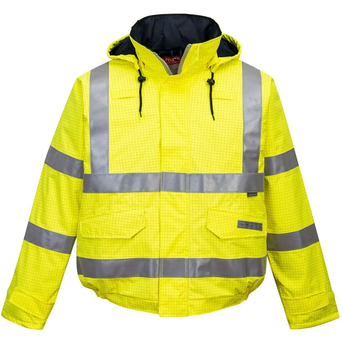 Portwest Bizflame Rain Hi Vis Anti Static Fr Bomber Jacket S773 - Yellow - Customisable Jacket