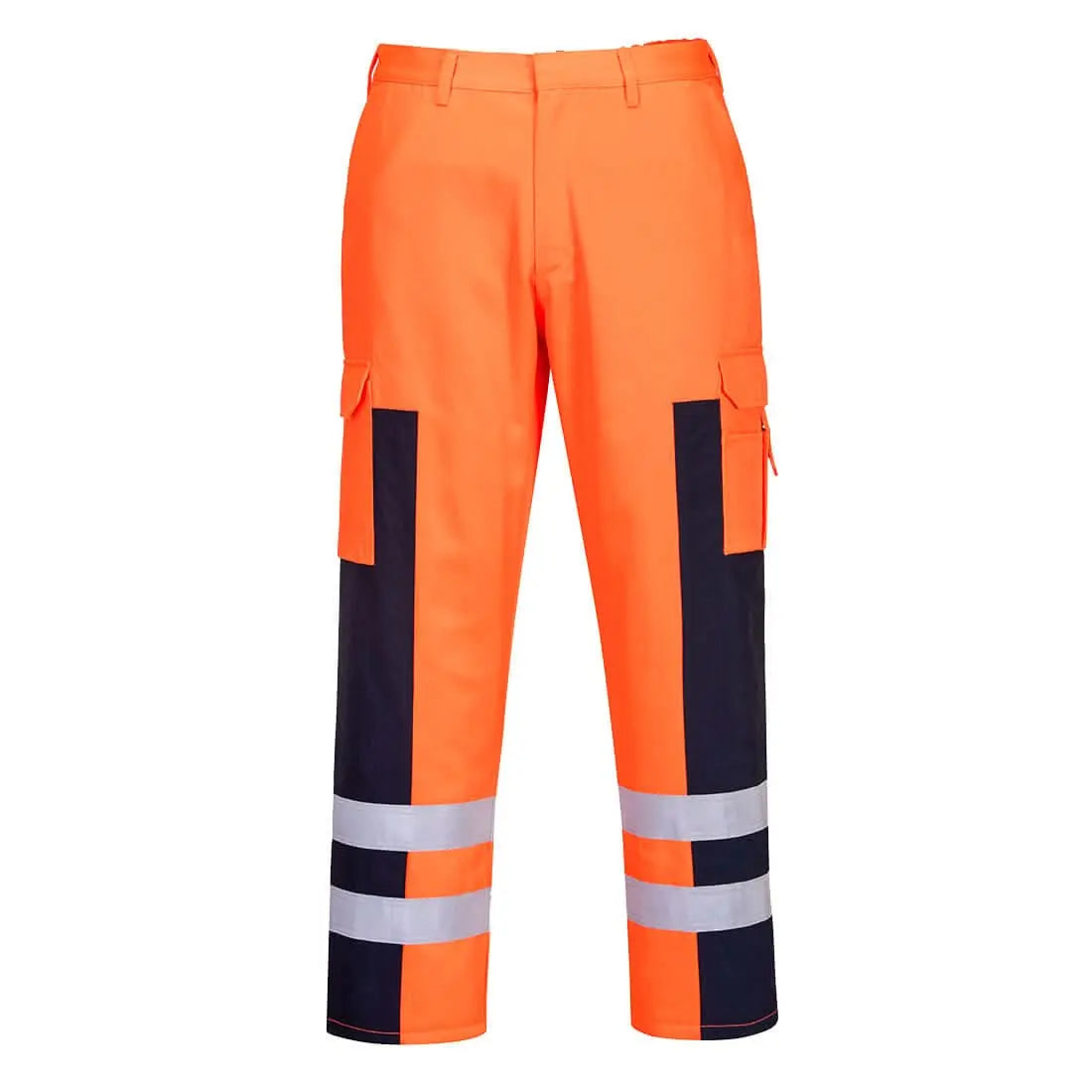 Portwest Hi Vis Ballistic Service Trousers S919 - Orange Navy - Customisable Hi-Vis Trousers