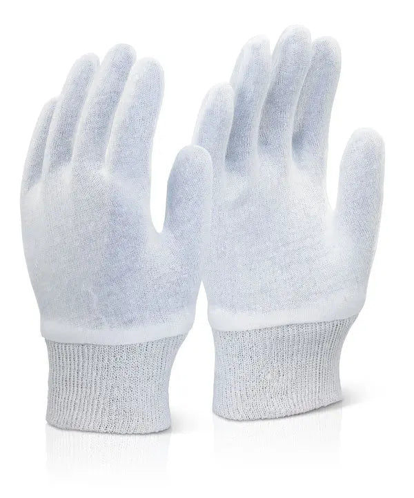 Beeswift Stockinette Super Knitwrist Gloves Skws - White - Customisable Knitted