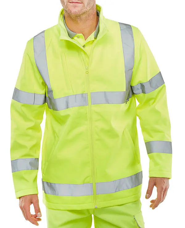 Beeswift Hi Vis Soft Shell Lightweight Jacket Ss20471 - Saturn Yellow - Customisable Jacket