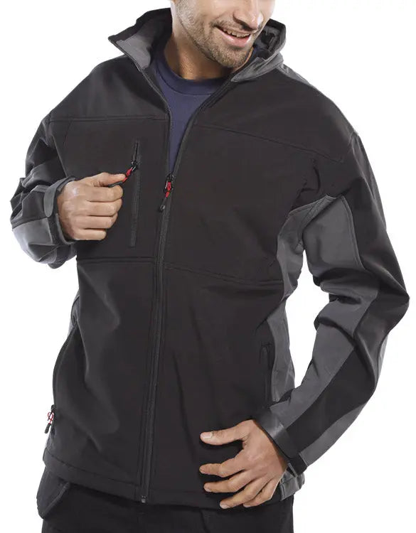 Beeswift Two Tone Soft Shell Jacket Ssjtt - Black Grey - Customisable Jacket