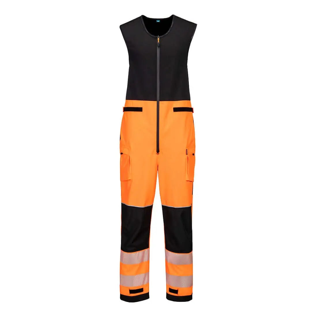 Portwest Pw3 Hi-vis Rain Salopette 3l T150 - Orange Black - Customisable HV Coverall