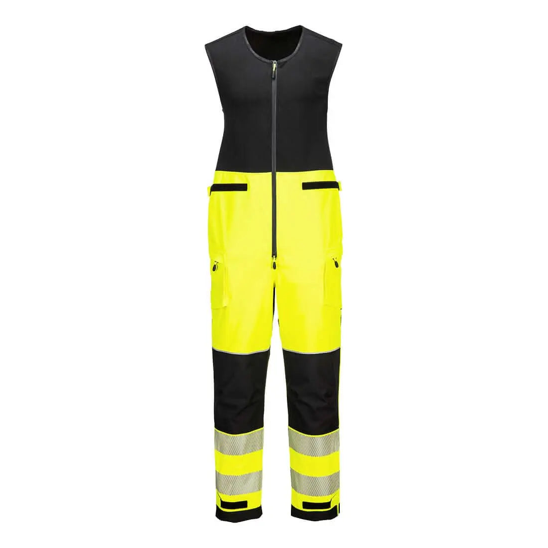 Portwest Pw3 Hi-vis Rain Salopette 3l T150 - Yellow Black - Customisable HV Coverall