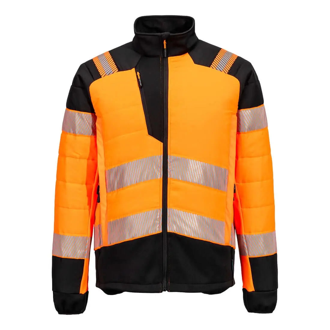 Portwest Pw3 Hi Vis Hybrid Baffle Jacket T170 - Orange Black - Customisable Jacket