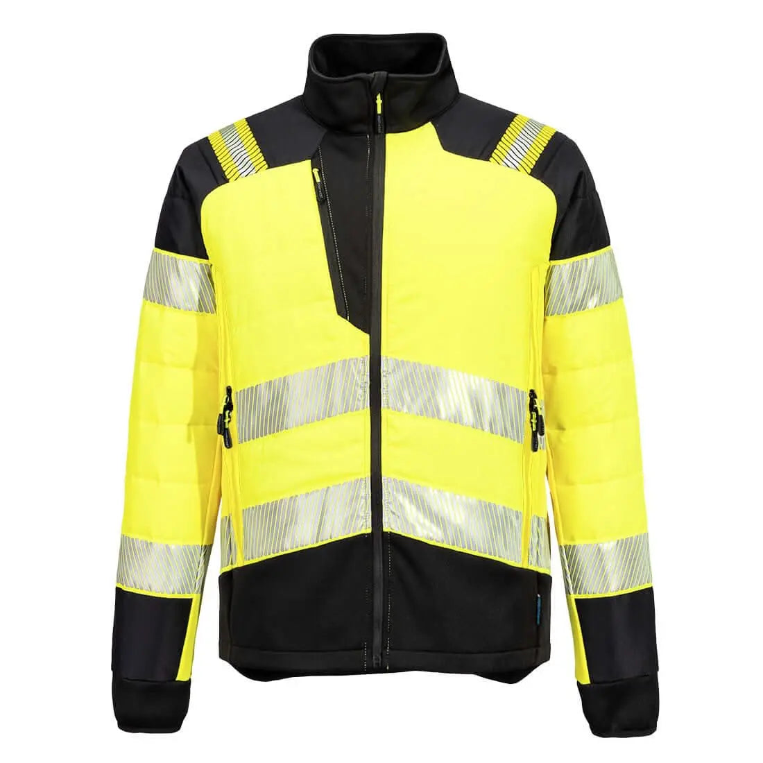 Portwest Pw3 Hi Vis Hybrid Baffle Jacket T170 - Yellow Black - Customisable Jacket