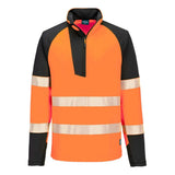 Portwest Pw3 Hi-vis 14 Zip Sweatshirt T172 - Orange Black - Customisable Hi-Vis Sweatshirt
