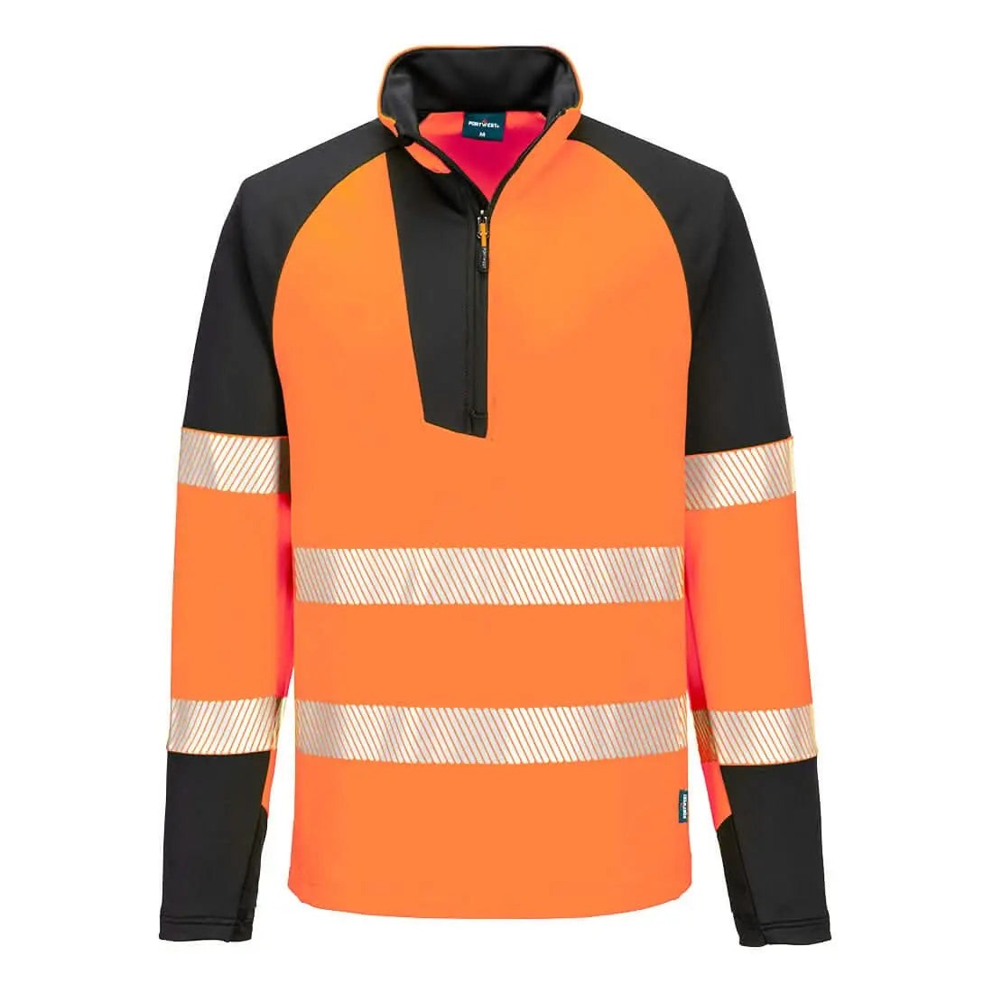 Portwest Pw3 Hi-vis 14 Zip Sweatshirt T172 - Orange Black - Customisable Hi-Vis Sweatshirt
