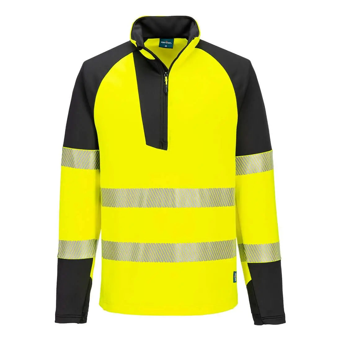 Portwest Pw3 Hi-vis 14 Zip Sweatshirt T172 - Yellow Black - Customisable Hi-Vis Sweatshirt