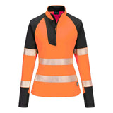 Portwest Pw3 Hi Vis WomenS 14 Zip Sweatshirt T173 - Orange Black - Customisable Hi-Vis Sweatshirt