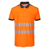 Portwest Pw3 Hi-vis Cotton Comfort Polo Shirt Ss T180 - Orange Black - Customisable Hi-Vis Polos