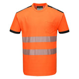 Portwest Pw3 Hi-vis Cotton Comfort T-shirt Ss T181 - Orange Black - Customisable Hi-Vis T-Shirts