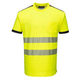 Portwest Pw3 Hi-vis Cotton Comfort T-shirt Ss T181 - Yellow Black - Customisable Hi-Vis T-Shirts