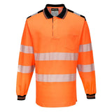 Portwest Pw3 Hi-vis Cotton Comfort Polo Shirt Ls T184 - Orange Black - Customisable Hi-Vis Polos