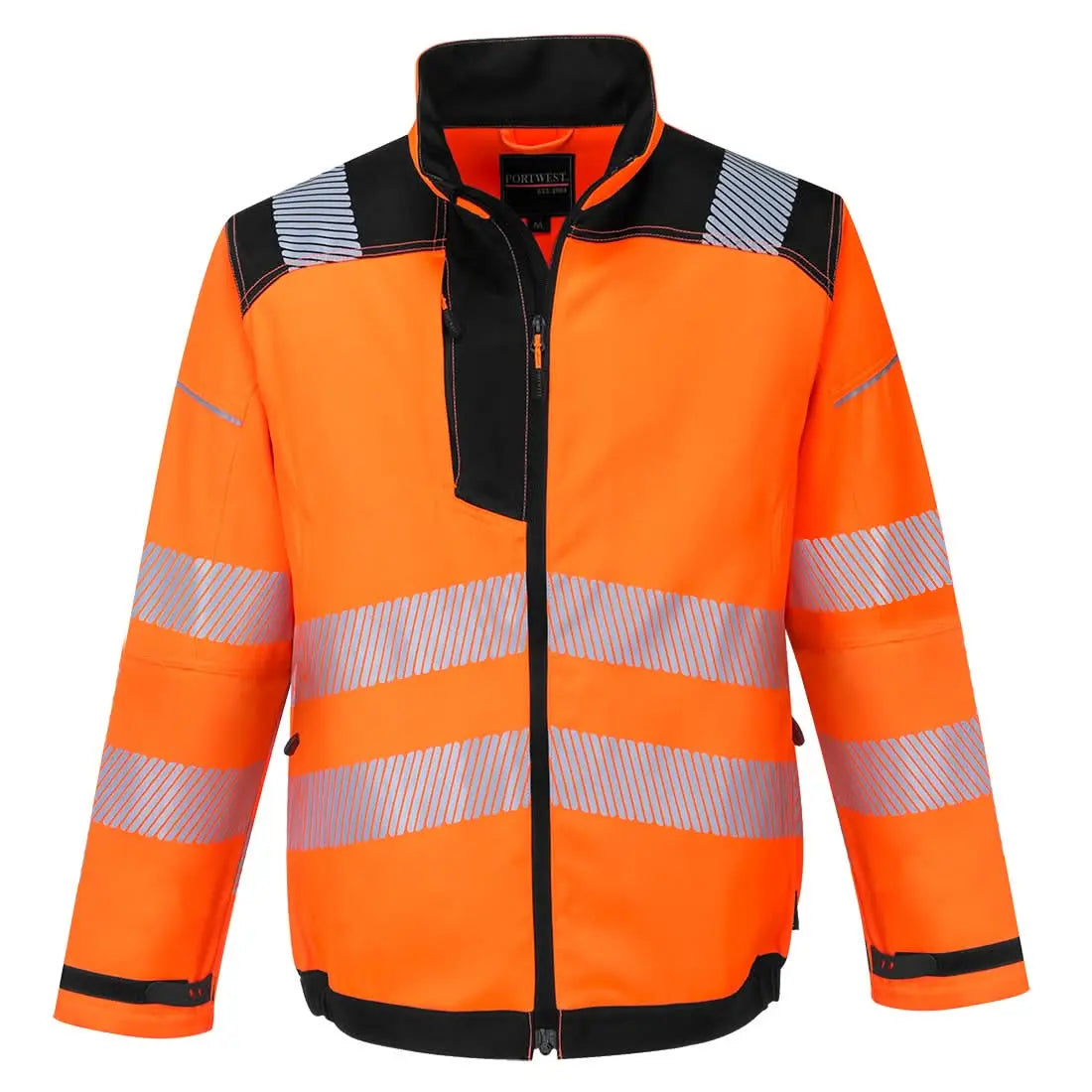 Portwest Pw3 Hi Vis Work Jacket T500 - Orange Black - Customisable Jacket