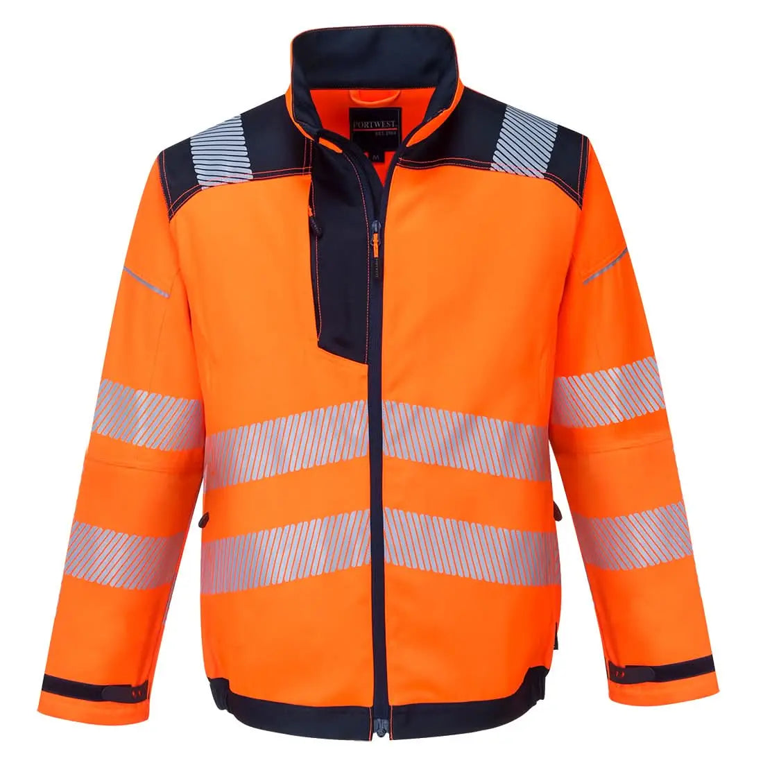 Portwest Pw3 Hi Vis Work Jacket T500 - Orange Navy - Customisable Jacket