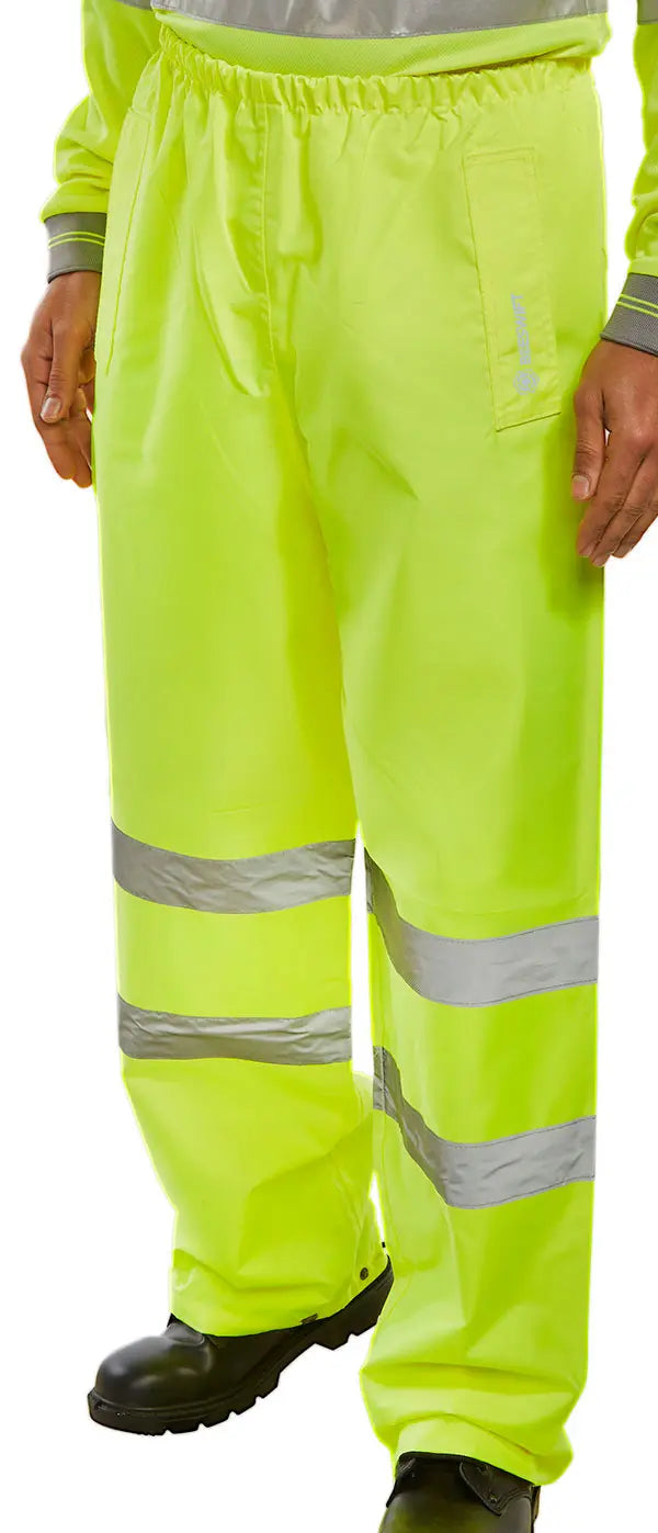 Beeswift Hi Vis Waterproof Traffic Trousers Ten - Saturn Yellow - Customisable Trousers