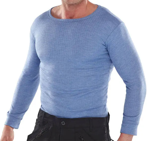 Beeswift Thermal Vest Long Sleeve Thvls - Blue L - Customisable Thermals