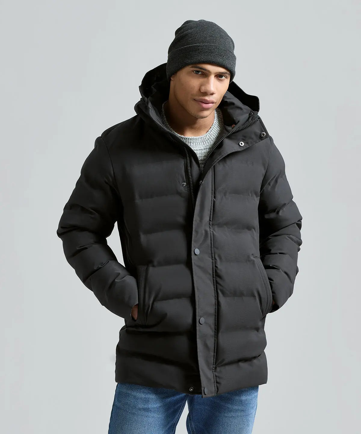 Recycled bonded longline padded jacket