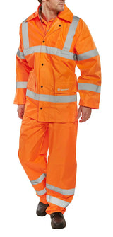 Beeswift Hi Vis Lightweight Waterproof Suit Ts8 - Orange - Customisable Suits