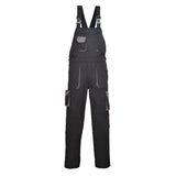 Portwest Texo Contrast Bib and Brace TX12 - Black Tall - Customisable Coveralls