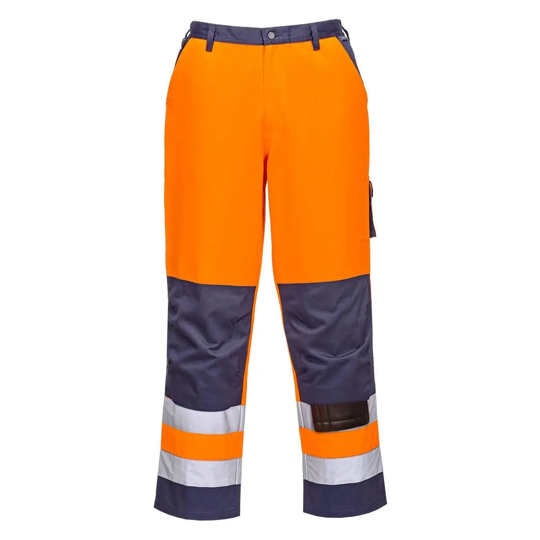 Portwest Lyon Hi-vis Contrast Work Trousers TX51 - Orange Navy Tall - Customisable Hi-Vis Trousers