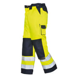 Portwest Lyon Hi-vis Contrast Work Trousers TX51 - Yellow Navy Tall - Customisable Hi-Vis Trousers