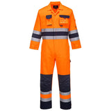 Portwest tes Hi Vis Contrast Work Coverall TX55 - Orange Navy - Customisable HV Coverall