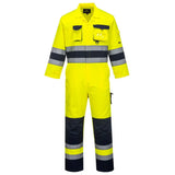 Portwest tes Hi Vis Contrast Work Coverall TX55 - Yellow Navy - Customisable HV Coverall