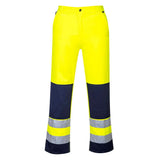 Portwest Seville Hi Vis Contrast Work Trousers TX71 - Yellow Navy - Customisable Hi-Vis Trousers
