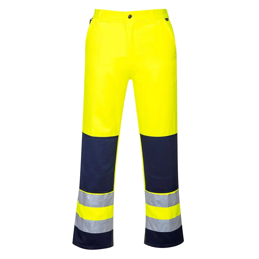 Portwest Seville Hi Vis Contrast Work Trousers TX71 - Yellow Navy - Customisable Hi-Vis Trousers