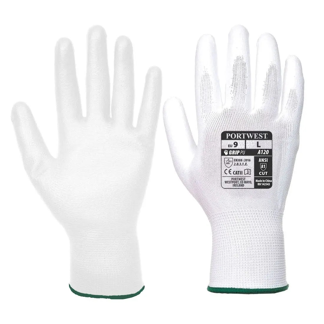 Portwest Vending Pu Palm Glove VA120 - White - Customisable Hand Protection