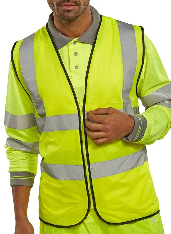 Beeswift Hi Vis Vest Zip Fastened Wcengsyz - Saturn Yellow - Customisable Hi-Vis Vest