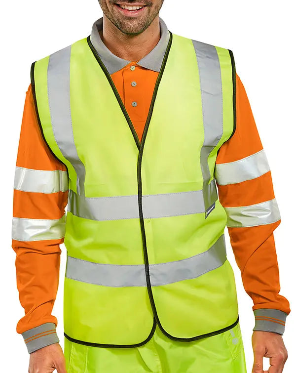 Beeswift Essential Bulk Buy Hi Vis Vest (Pack Of ) Bwc - Saturn Yellow - Customisable Hi-Vis Vest