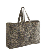 Leopard print canvas oversized tote bag