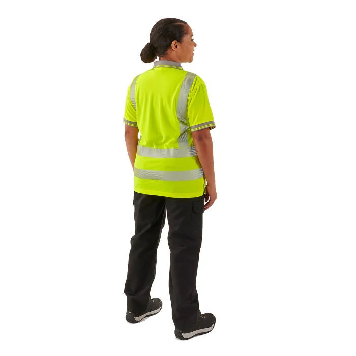 Supertouch - Ladies Hi Vis Yellow Savannah Birds Eye Polo - HV308 |  Supertouch