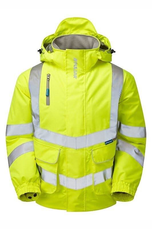 Pulsar Hi Vis Yellow Padded Bomber Jacket P191 - Yellow - Customisable Jacket