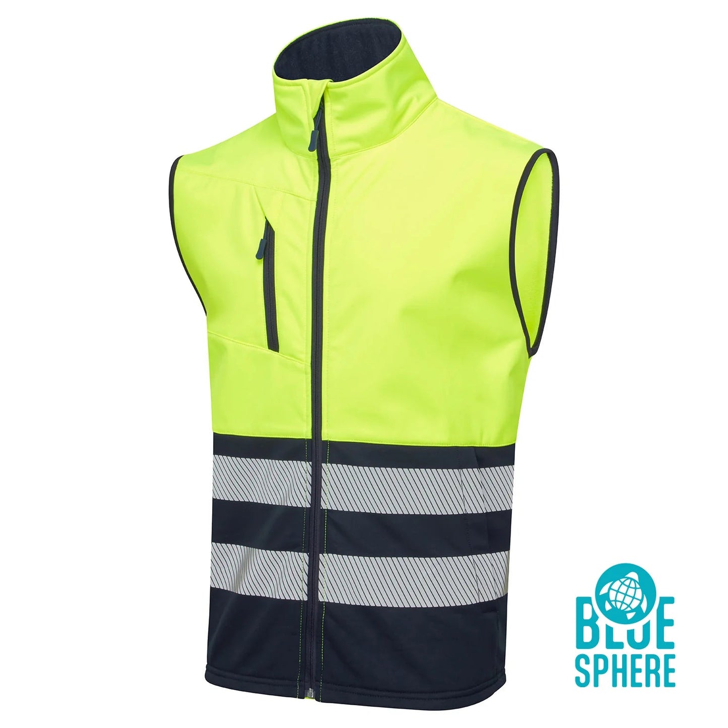 Supertouch Blue Sphere - Essentials Hi Vis Eco Coolair Yellow Softshell Gilet - ESS01 |  Supertouch Blue Sphere