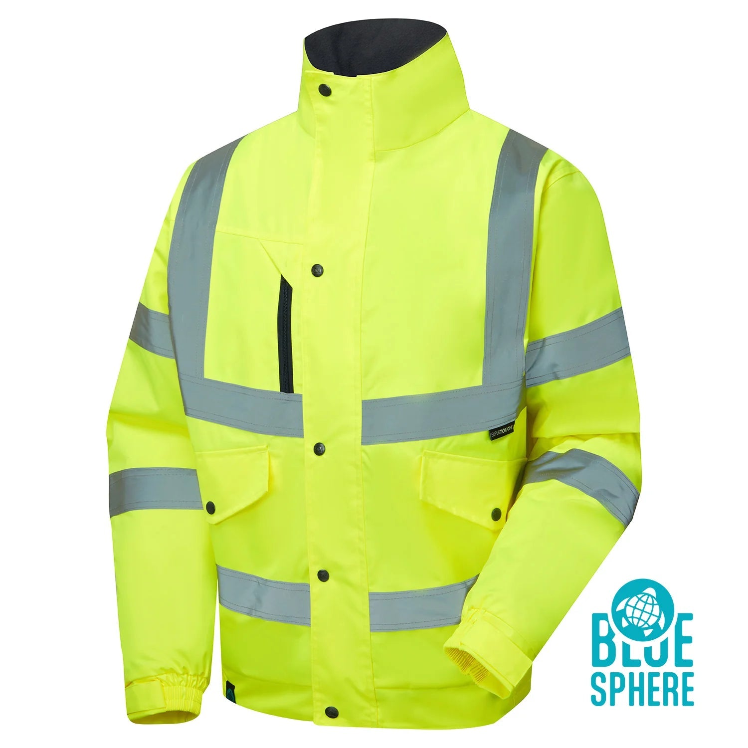 Supertouch Blue Sphere - Supertouch Eco Hi Vis Yellow Bomber Jacket - EHV01 |  Supertouch Blue Sphere