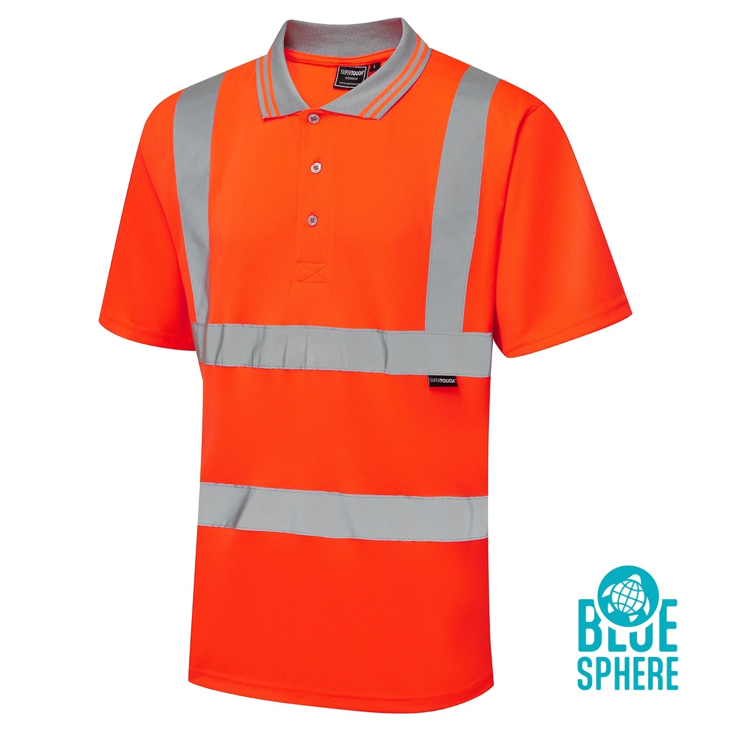 Supertouch Blue Sphere - Supertouch Eco Hi Vis Orange Birdeye Polo Shirt - EHV04 |  Supertouch Blue Sphere