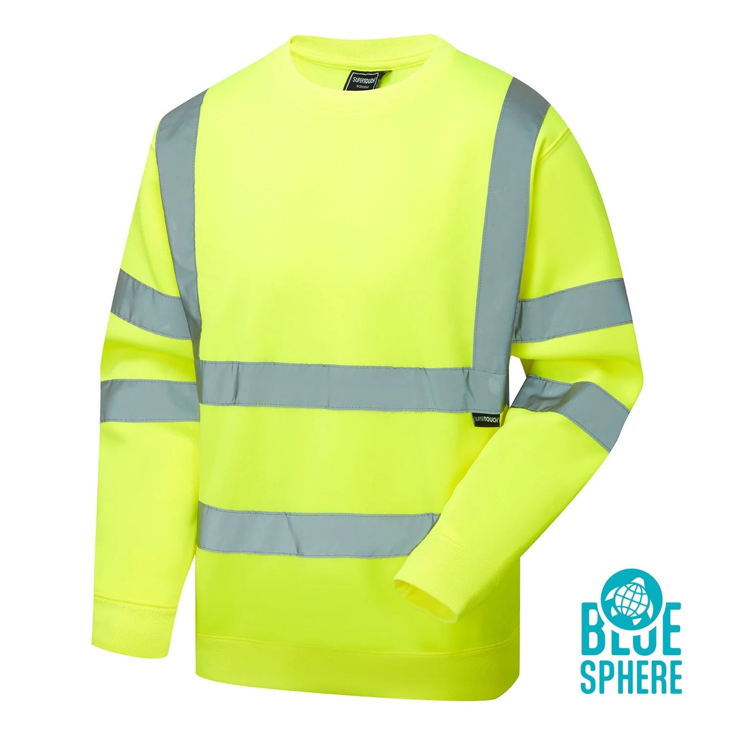 Supertouch Blue Sphere - Supertouch Eco Hi Vis Yellow Sweatshirt - EHV09 |  Supertouch Blue Sphere