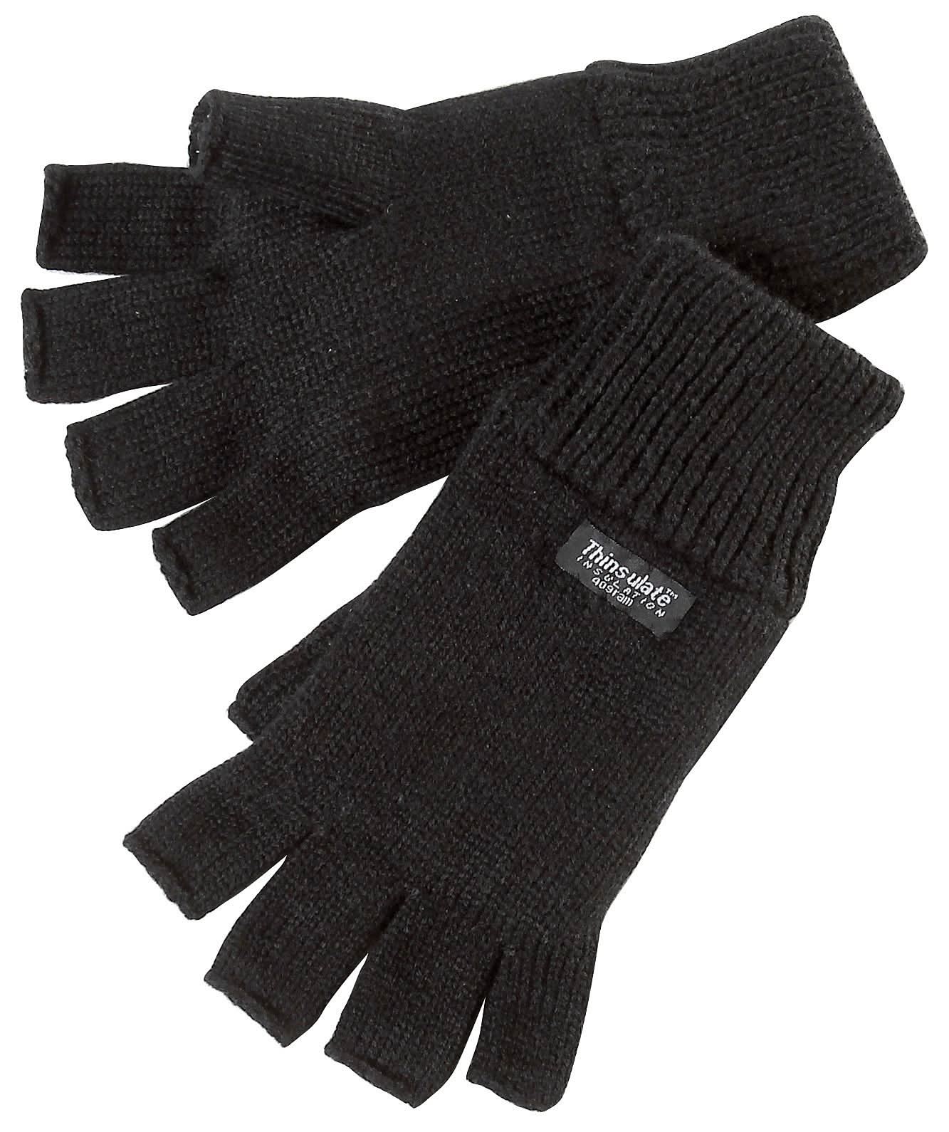 Thinsulate Fingerless Glove 603 - Black One Size - Customisable Gloves